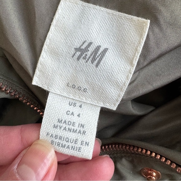 H&M Military Short Length Hooded Jacket - Water Repellent - Olive - Picture 9 of 9